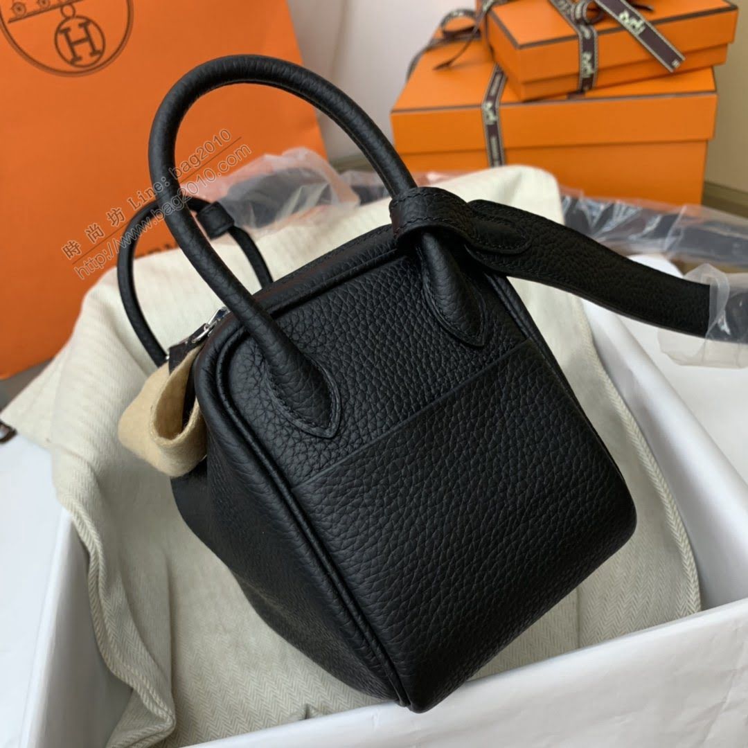 Hermesn琳迪包 愛馬仕miniLindy手提肩背包 TC皮 89黑色 頂級純手工  am2201